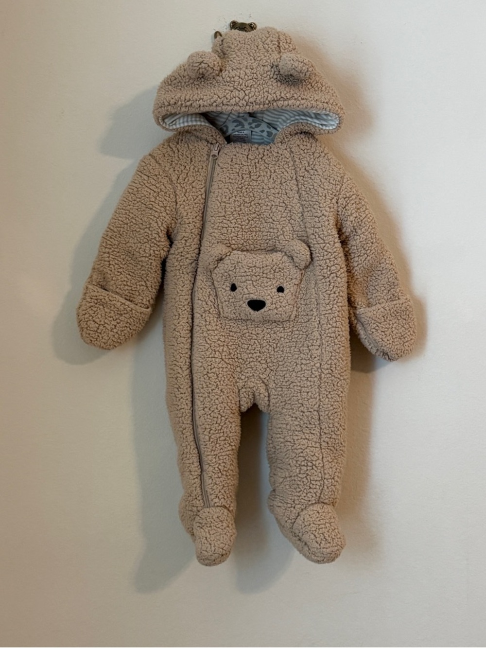 Cozy Bear Sherpa Baby One-Piece - Beige